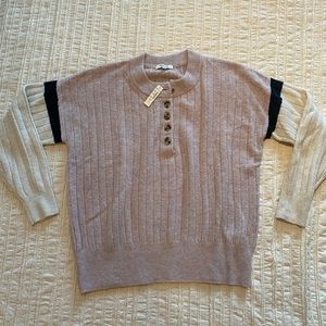 Madewell striped bowden henley sweater in coziest yarn